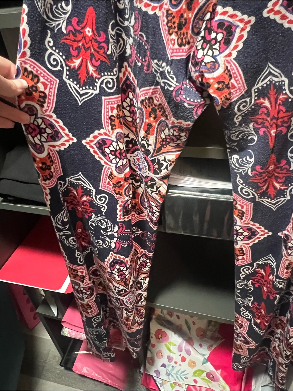 Boho Print Palazzo Pants - Navy Multi - Picture 7 of 8